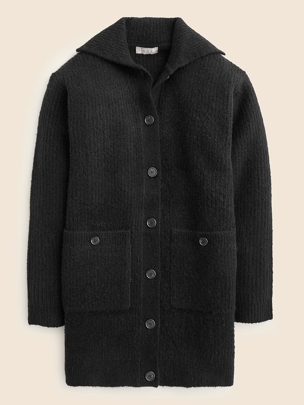 J. Crew Black Long Ribbed Cardigan Size L